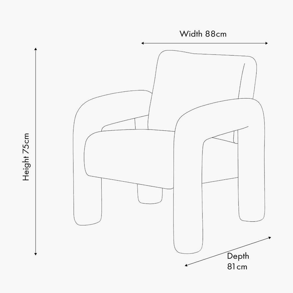 White Textured Fabric Armed Chair