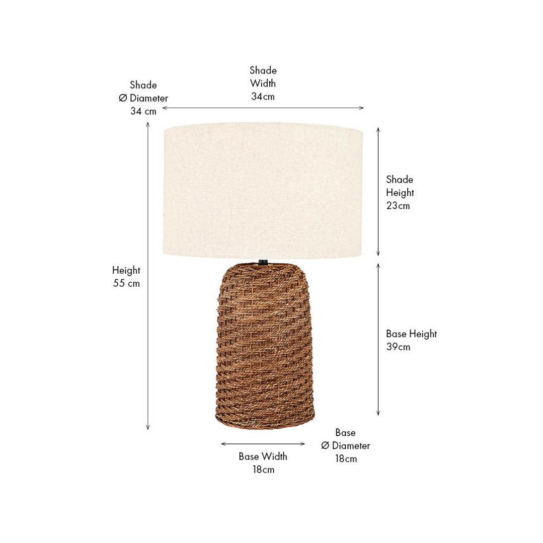 Brown Woven Seagrass Table Lamp