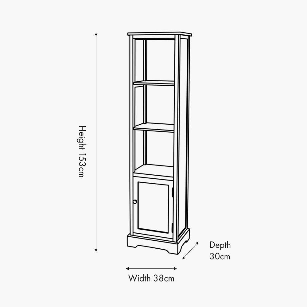 Pine Wood Slim 1 Door 3 Shelf Unit