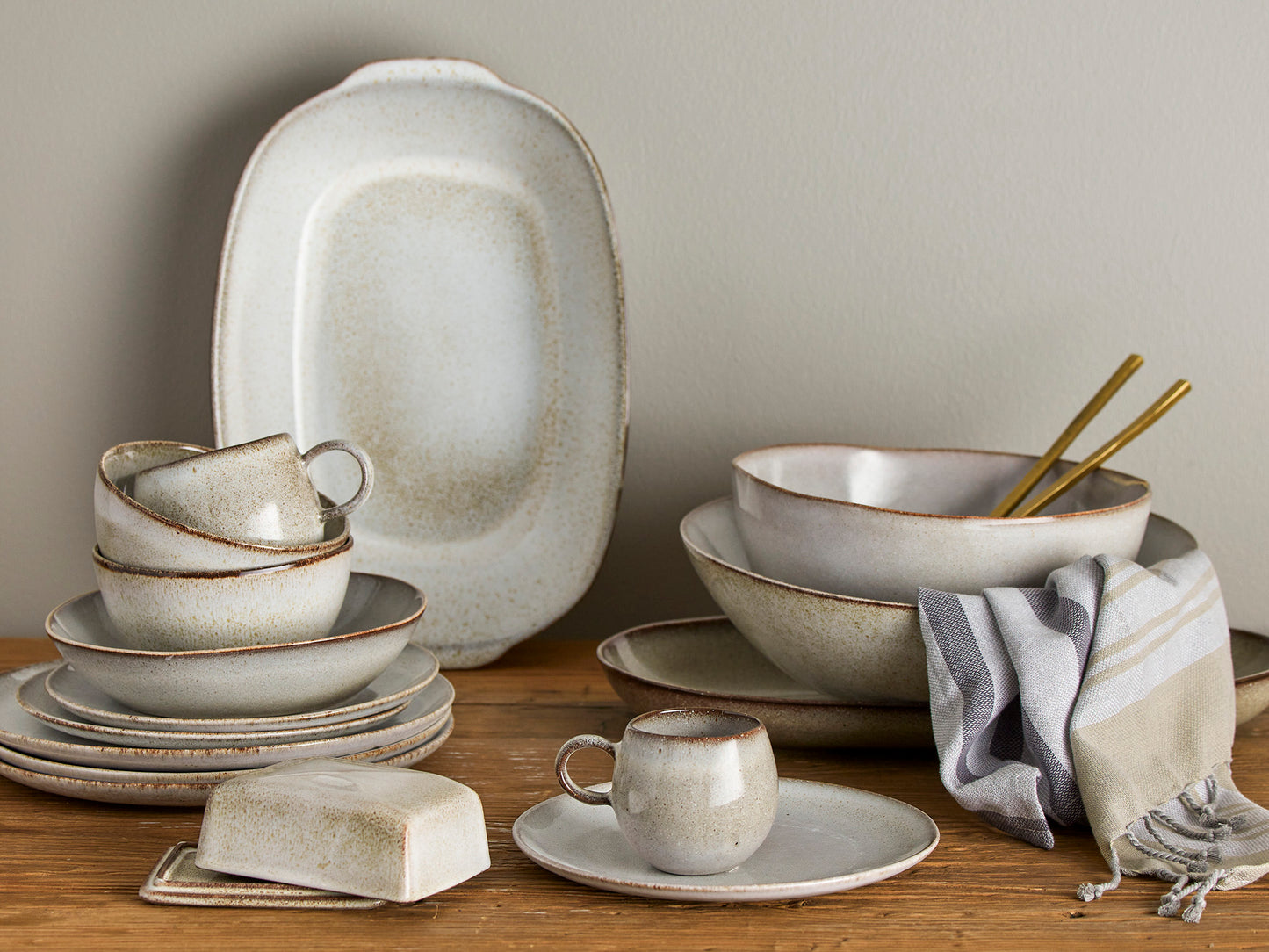 Sandrine Breakfast Set, Nature, Stoneware