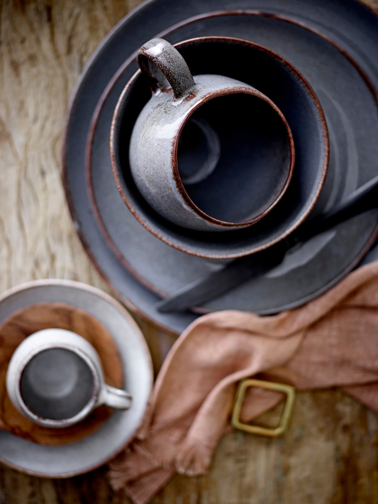 Sandrine Breakfast Set, Grey, Stoneware