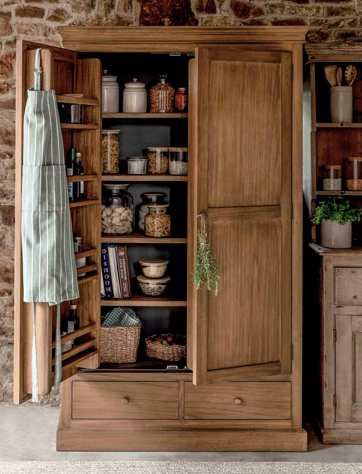 Walcote Pantry Cupboard- Bayur Wood, Natural
