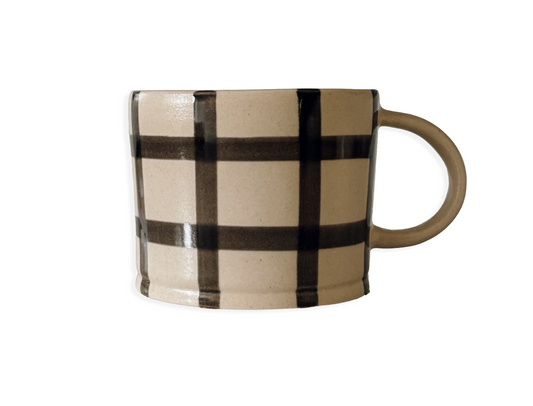Gingham Mug - Pebble
