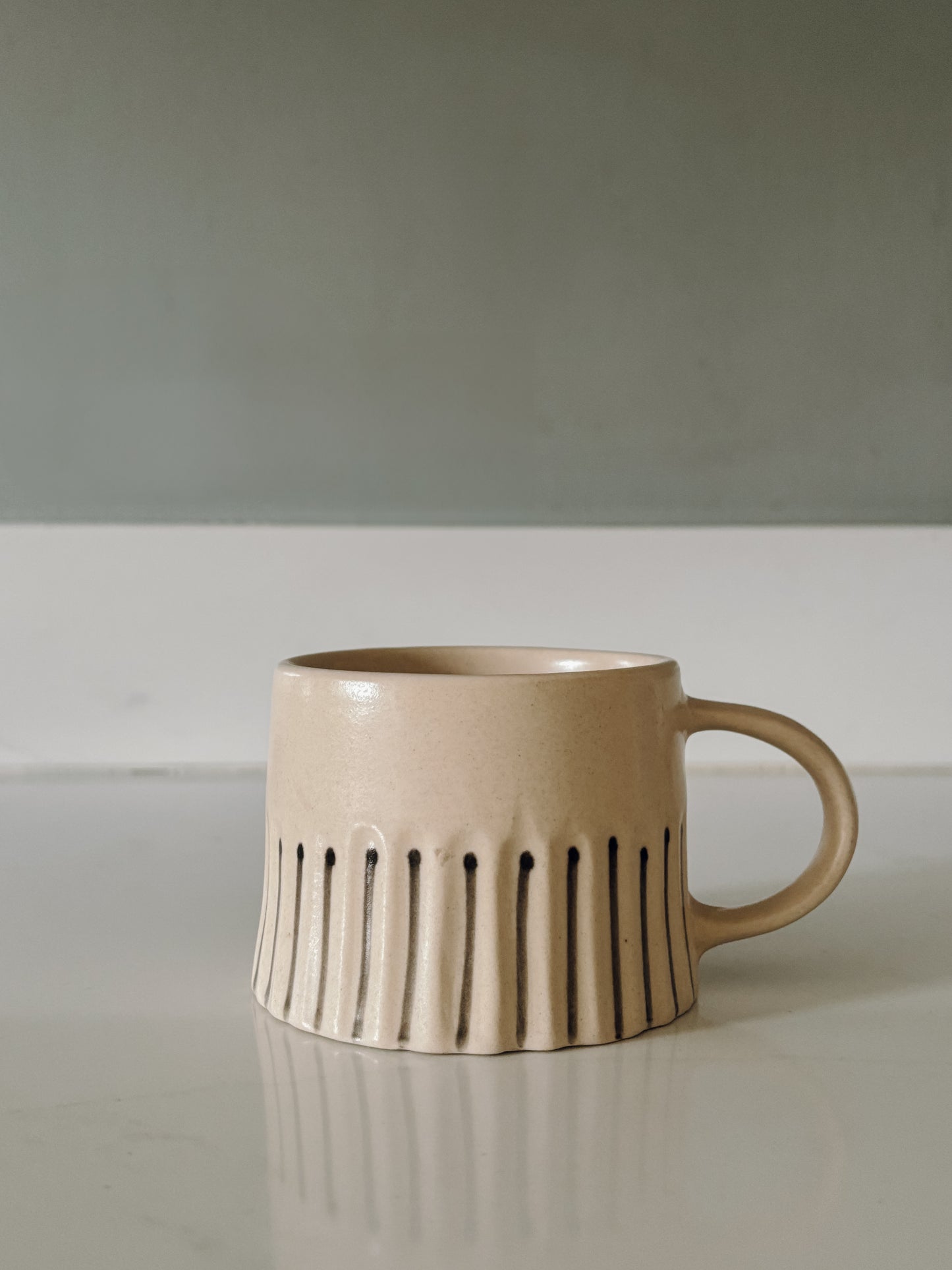 Ridged Painted Mug - Pebble