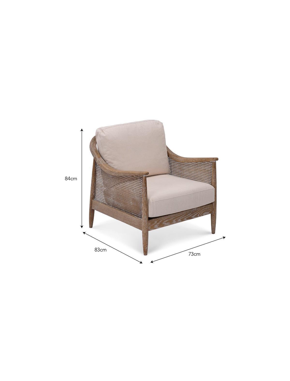 Templecombe Rattan Armchair - Ash Wood, Oatmeal