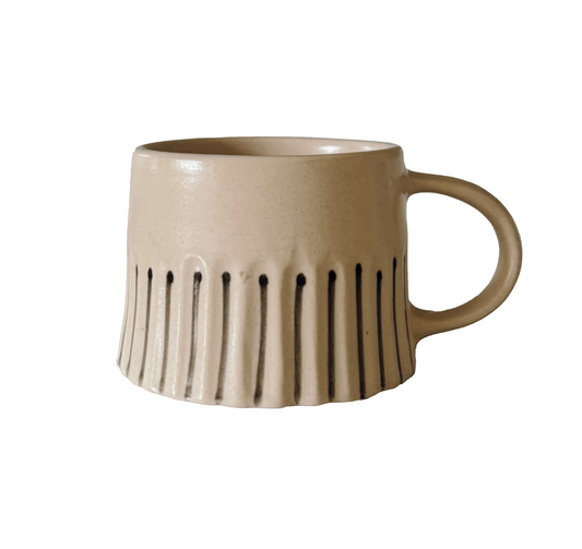 Ridged Painted Mug - Pebble