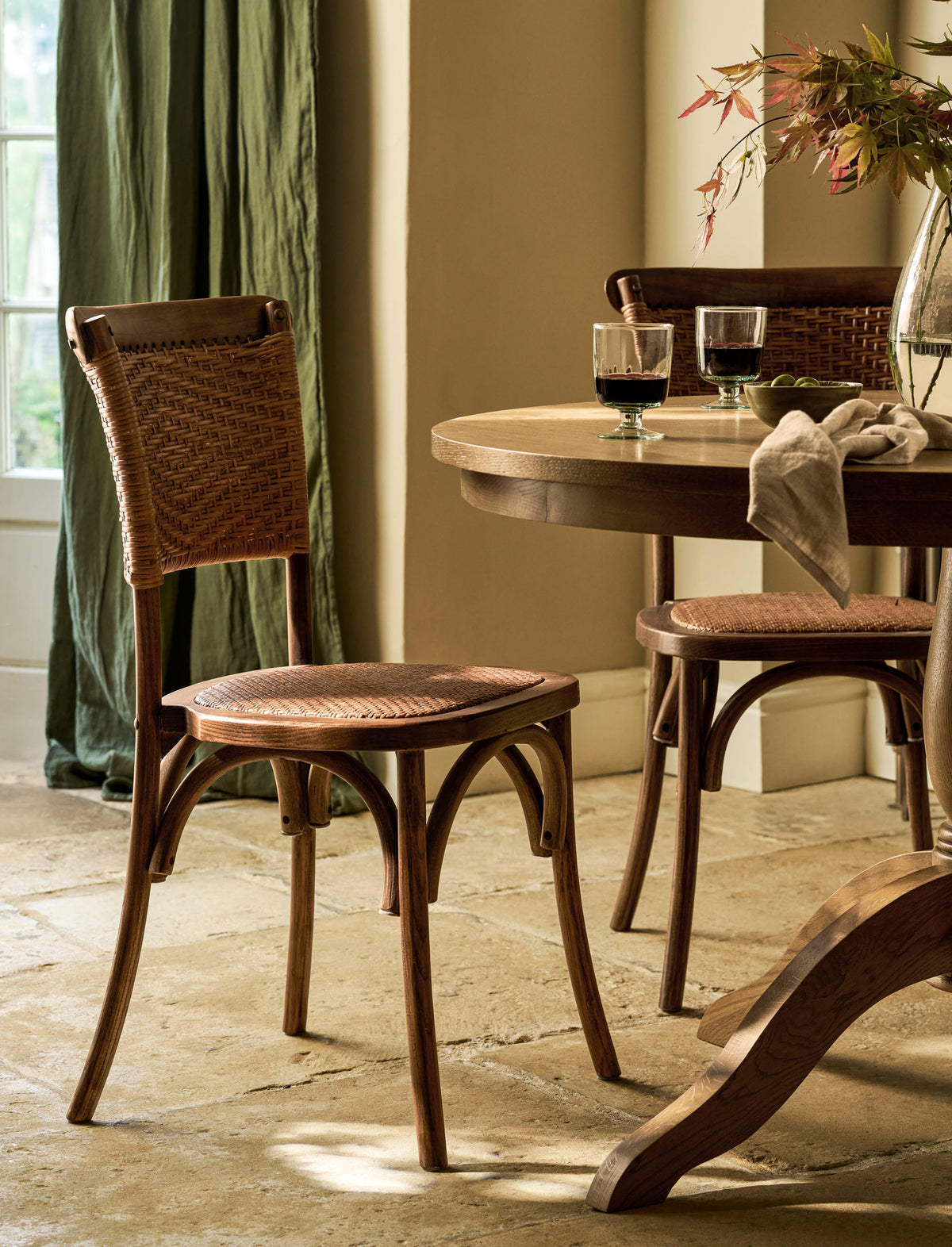 Fyfield Stacking Dining Chair - Elm Wood, Dark Natural, Set of 2