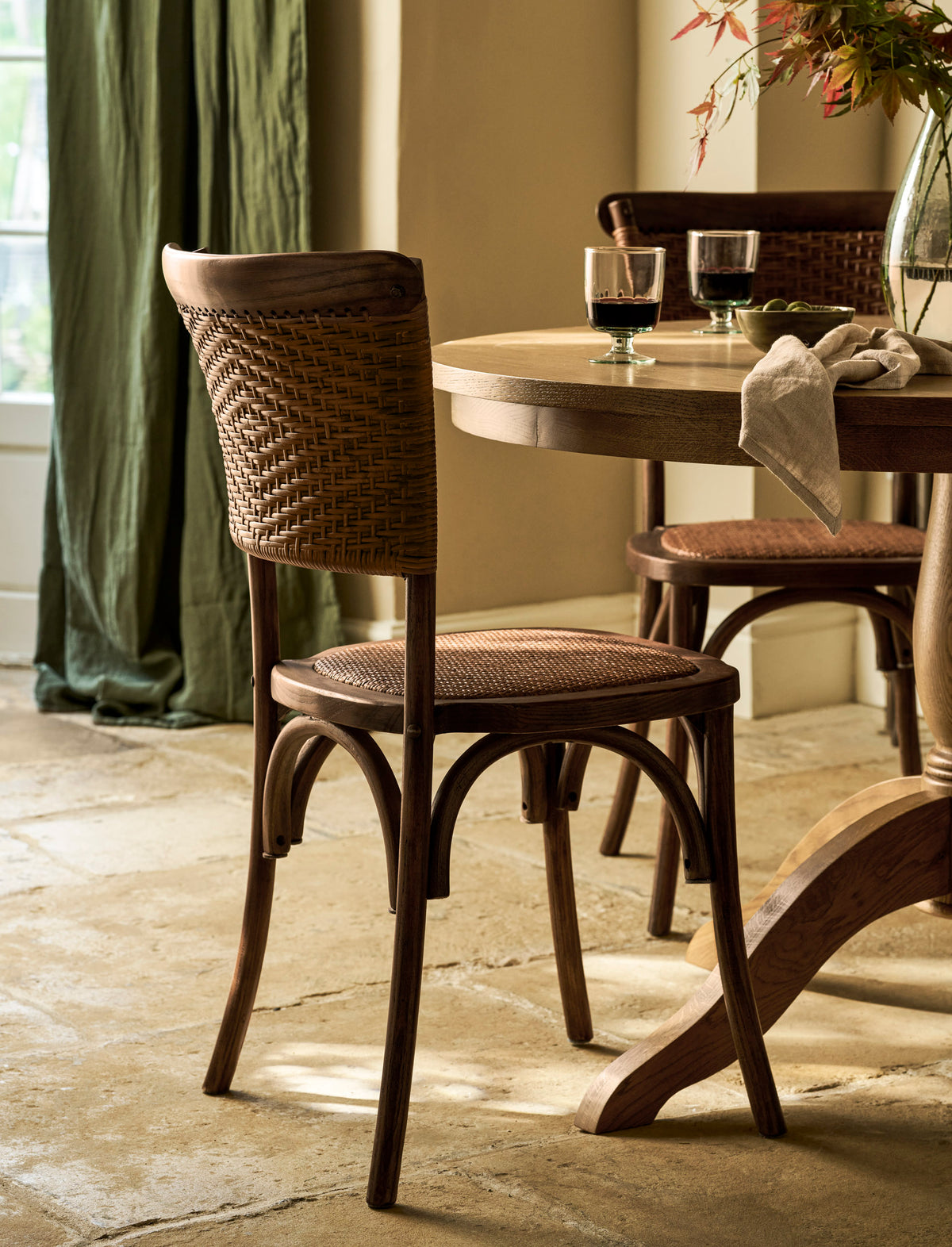 Fyfield Stacking Dining Chair - Elm Wood, Dark Natural, Set of 2