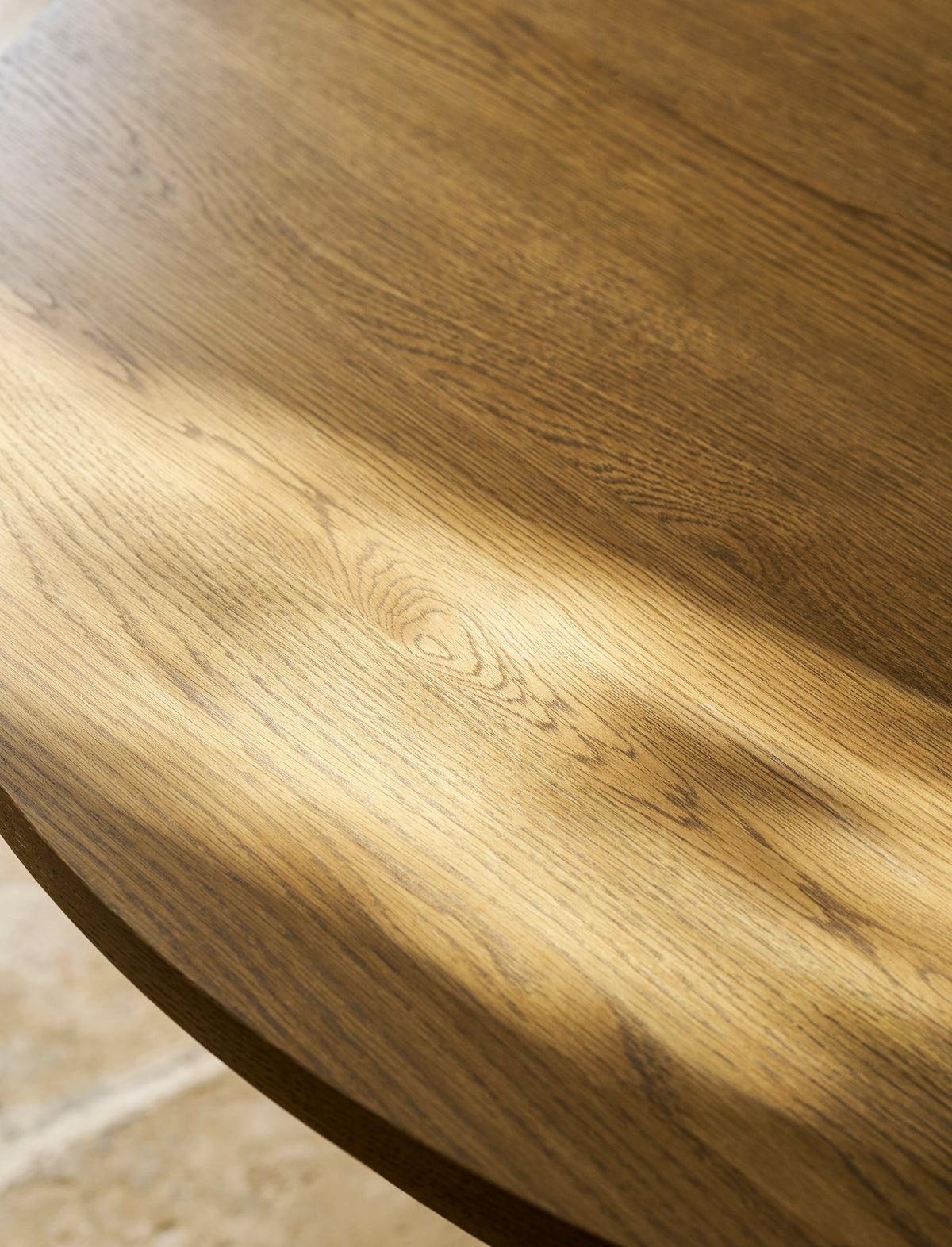 Oakhill Round Dining Table - Oak Wood, Dark Natural, Large