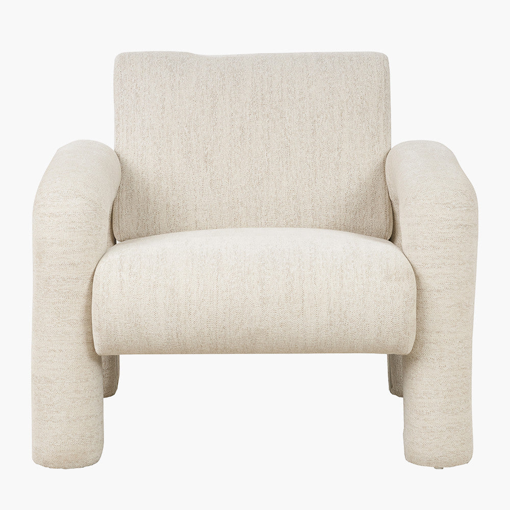 White Textured Fabric Armed Chair