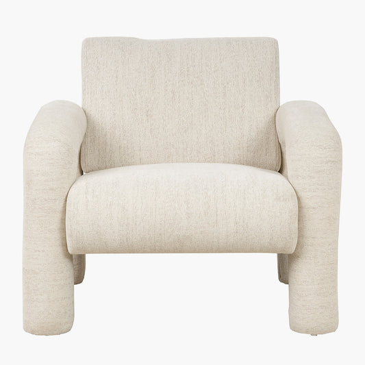 White Textured Fabric Armed Chair