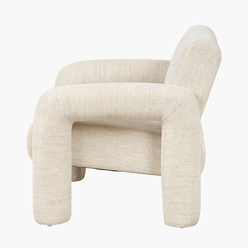 White Textured Fabric Armed Chair