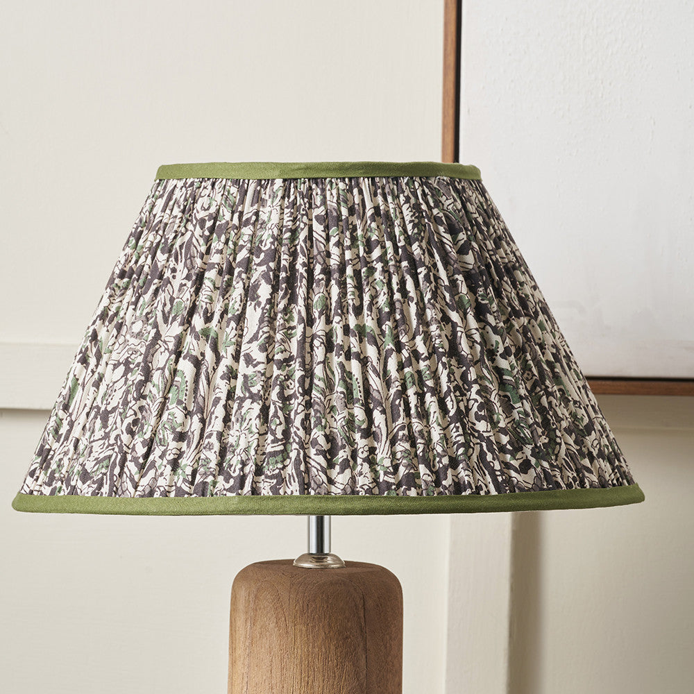 Green Floral Design Mushroom Pleat Tapered Lampshade