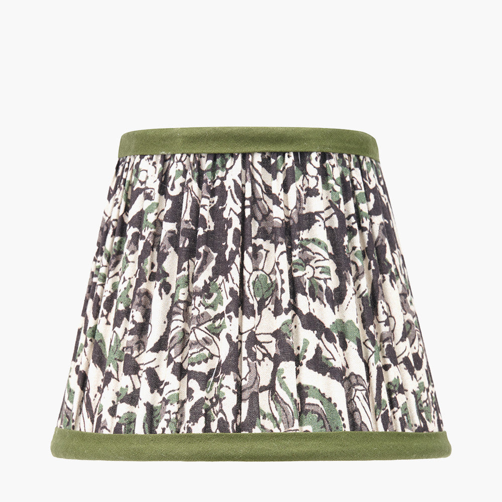Green Floral Design Mushroom Pleat Tapered Lampshade