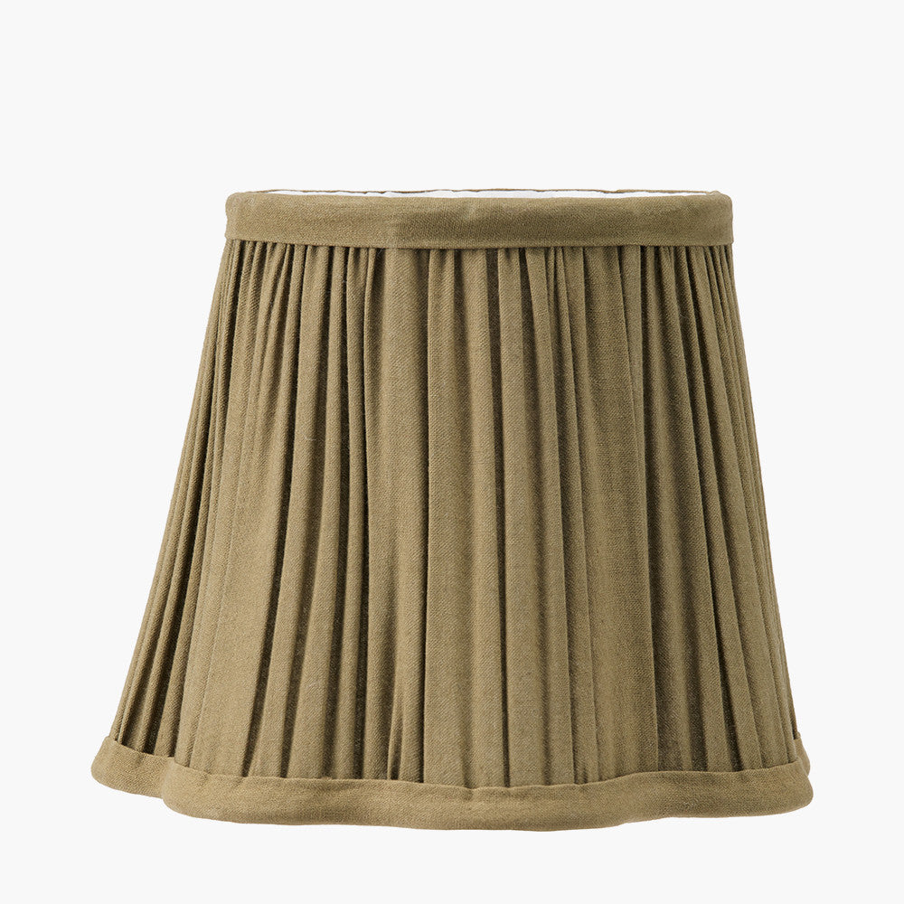 Olive Green Mushroom Pleat Scalloped Tapered Lampshade