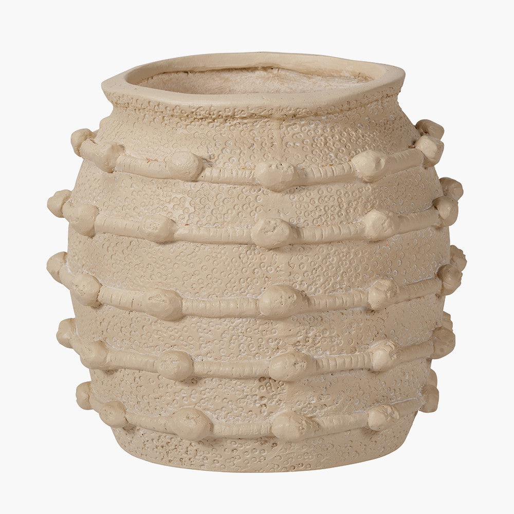 Cream Bobble Fibrestone Decorative Planter