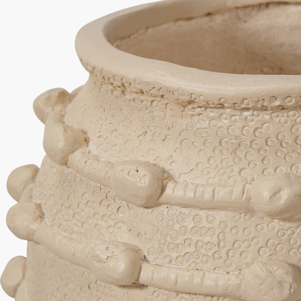 Cream Bobble Fibrestone Decorative Planter