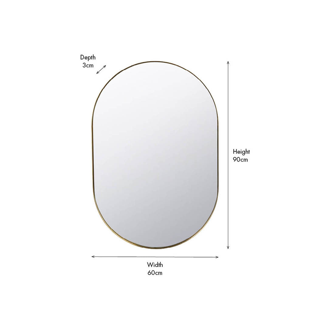 Metal Slim Frame Oval Wall Mirror