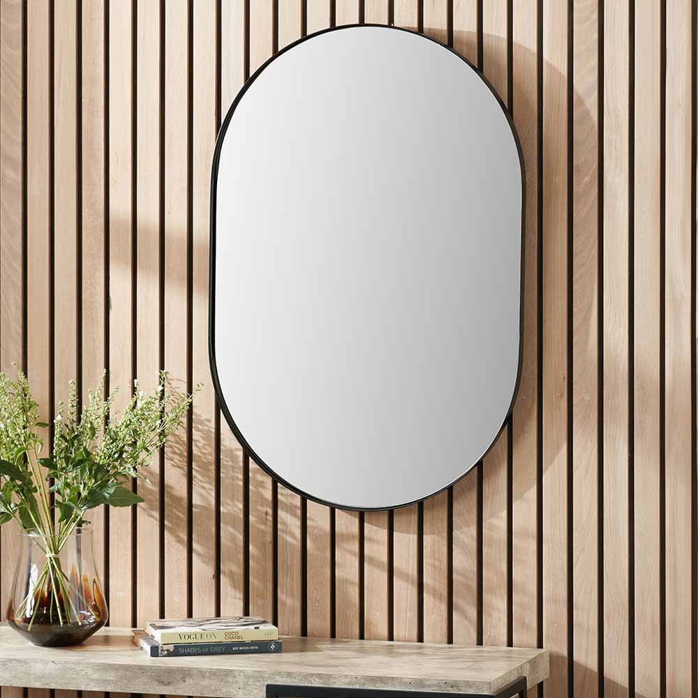 Metal Slim Frame Oval Wall Mirror