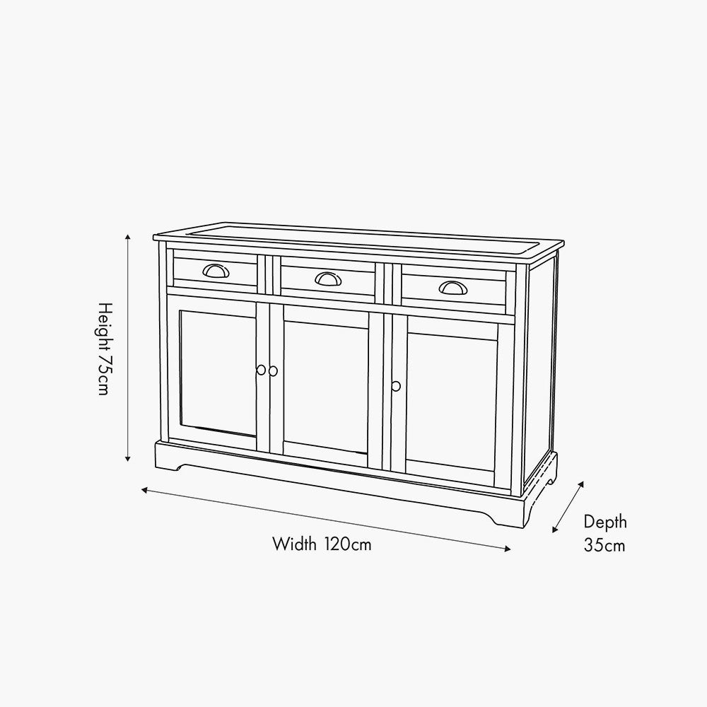 Croft Olive Pine Wood 3 Door 3 Drawer Unit