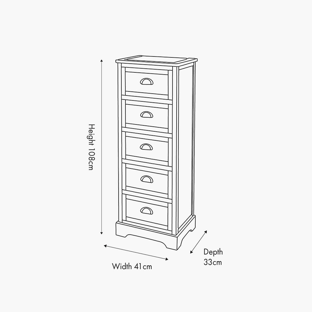 Olive Pine Wood 5 Drawer Unit