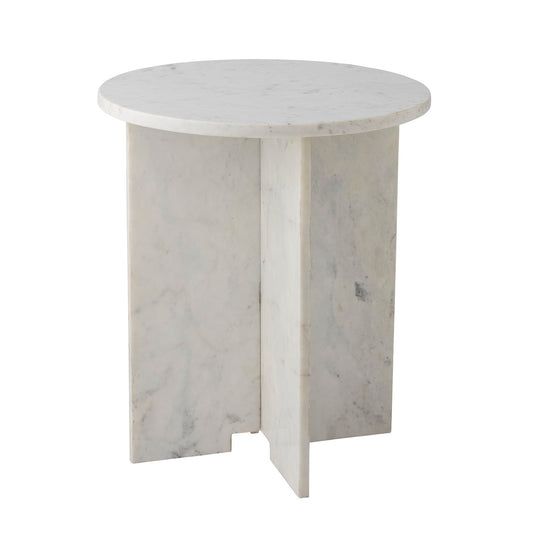 Jasmia Side Table, White Marble