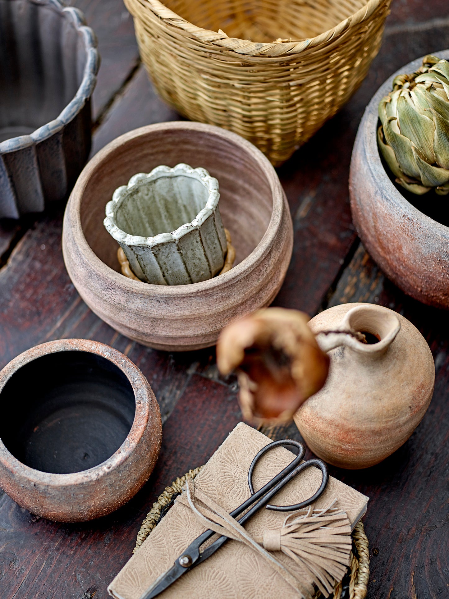 Chaca Flowerpot, Dark Brown, Stoneware