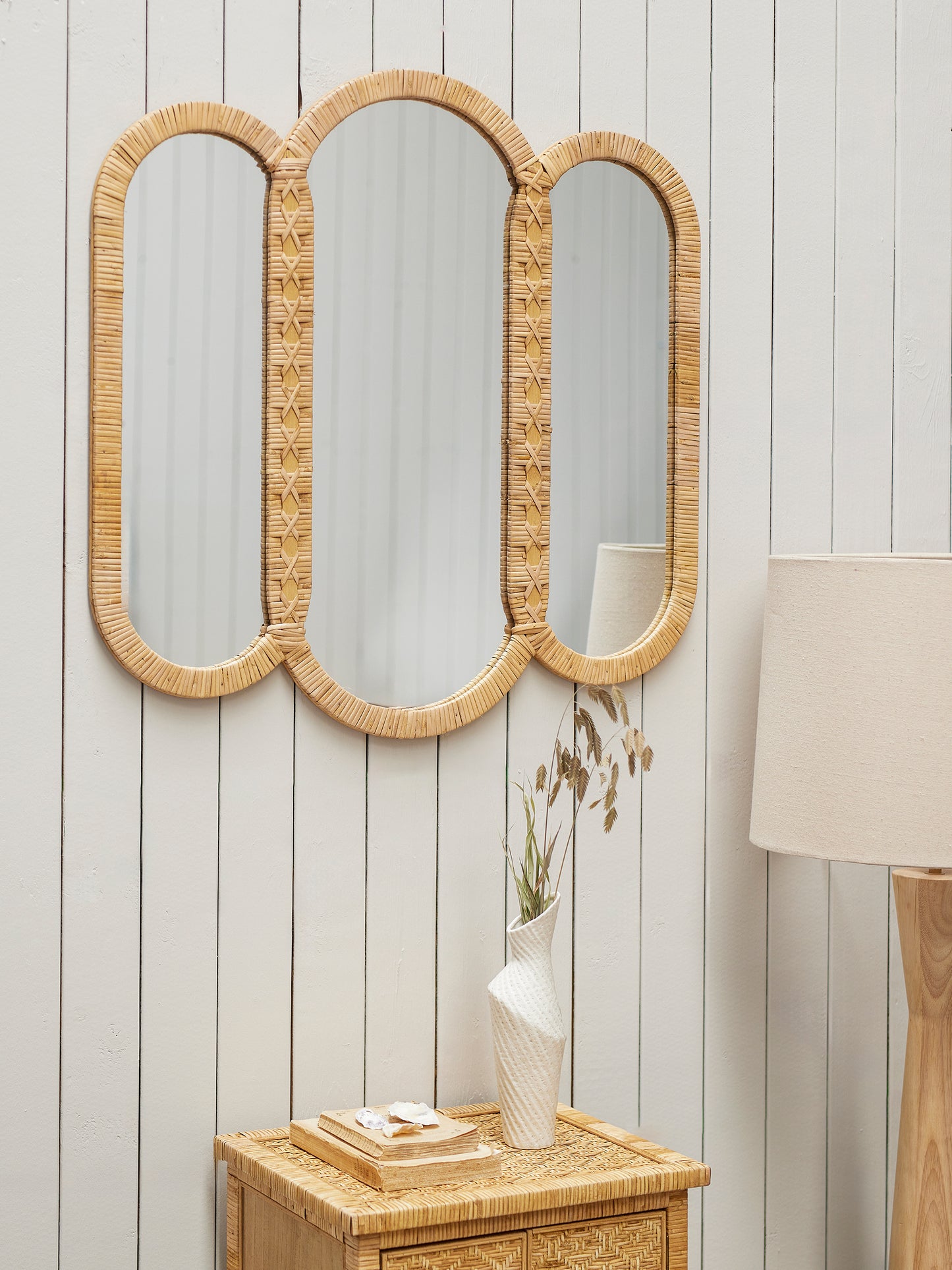 Cardiz Wall Mirror, Nature, Rattan
