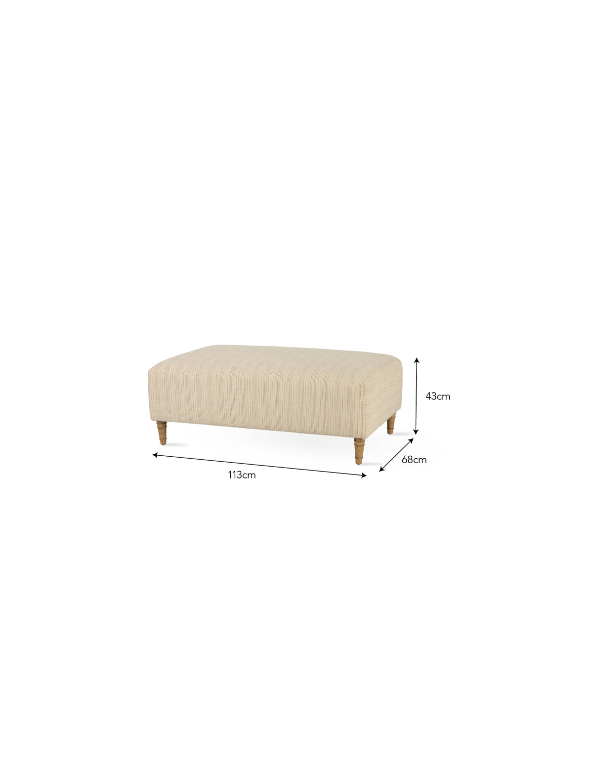 Wraysbury Ottoman - Ash Wood, Natural Stripe, Large