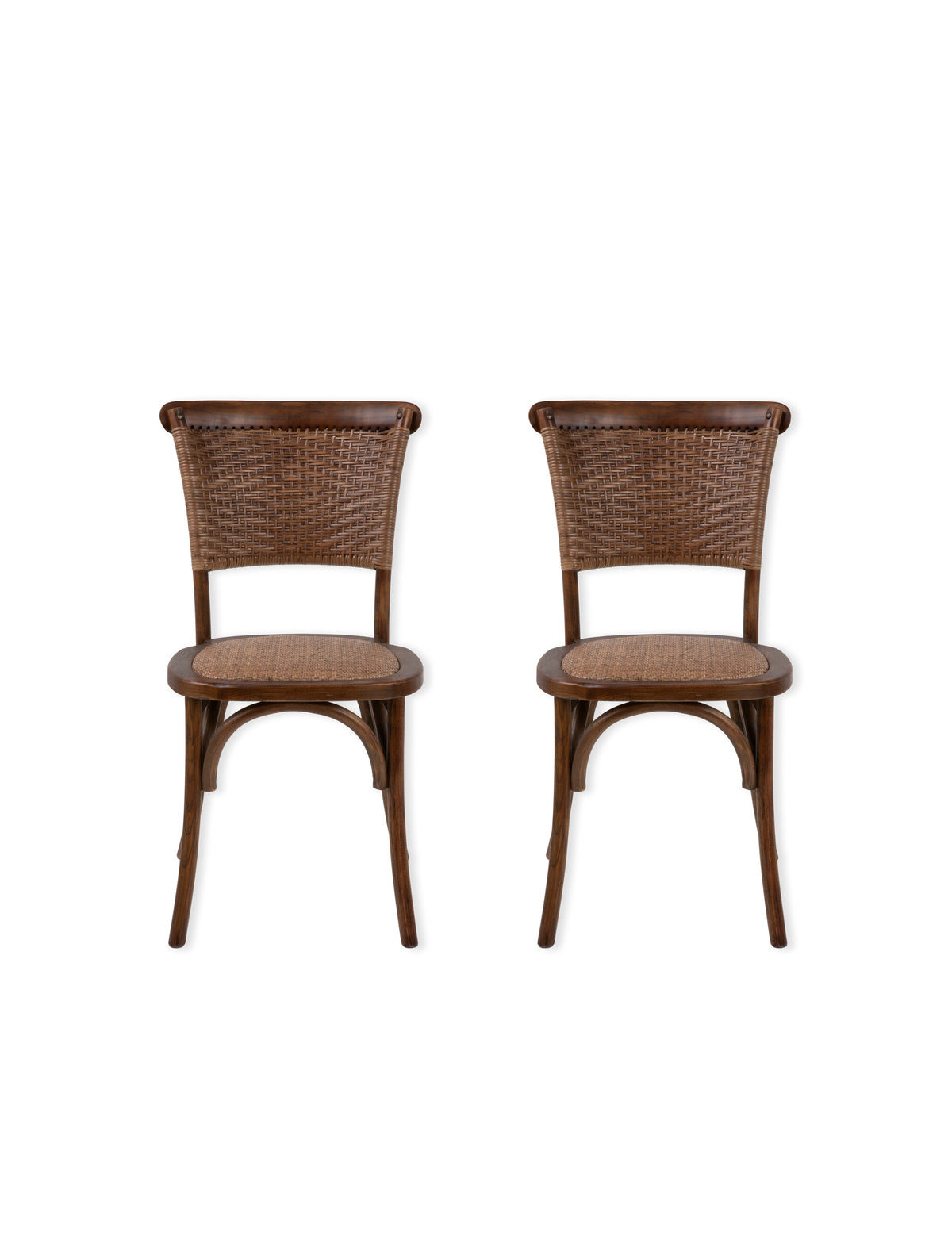 Fyfield Stacking Dining Chair - Elm Wood, Dark Natural, Set of 2