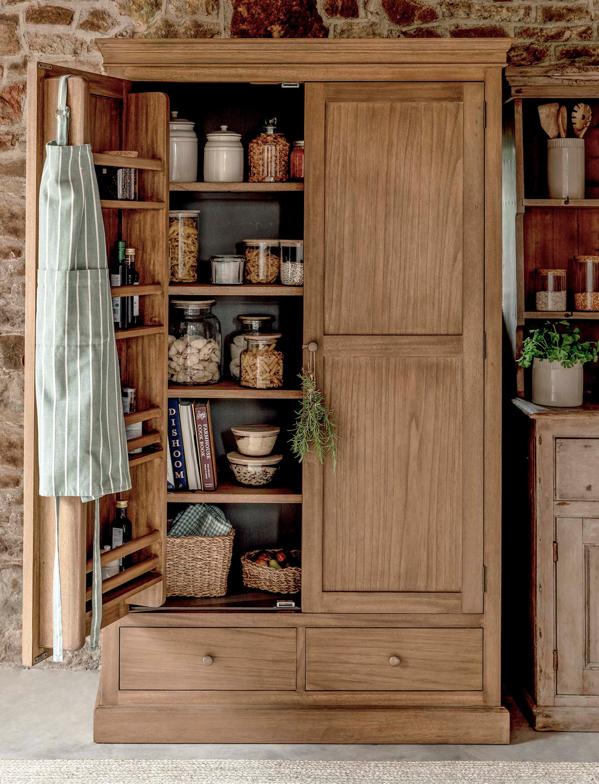 Walcote Pantry Cupboard- Bayur Wood, Natural