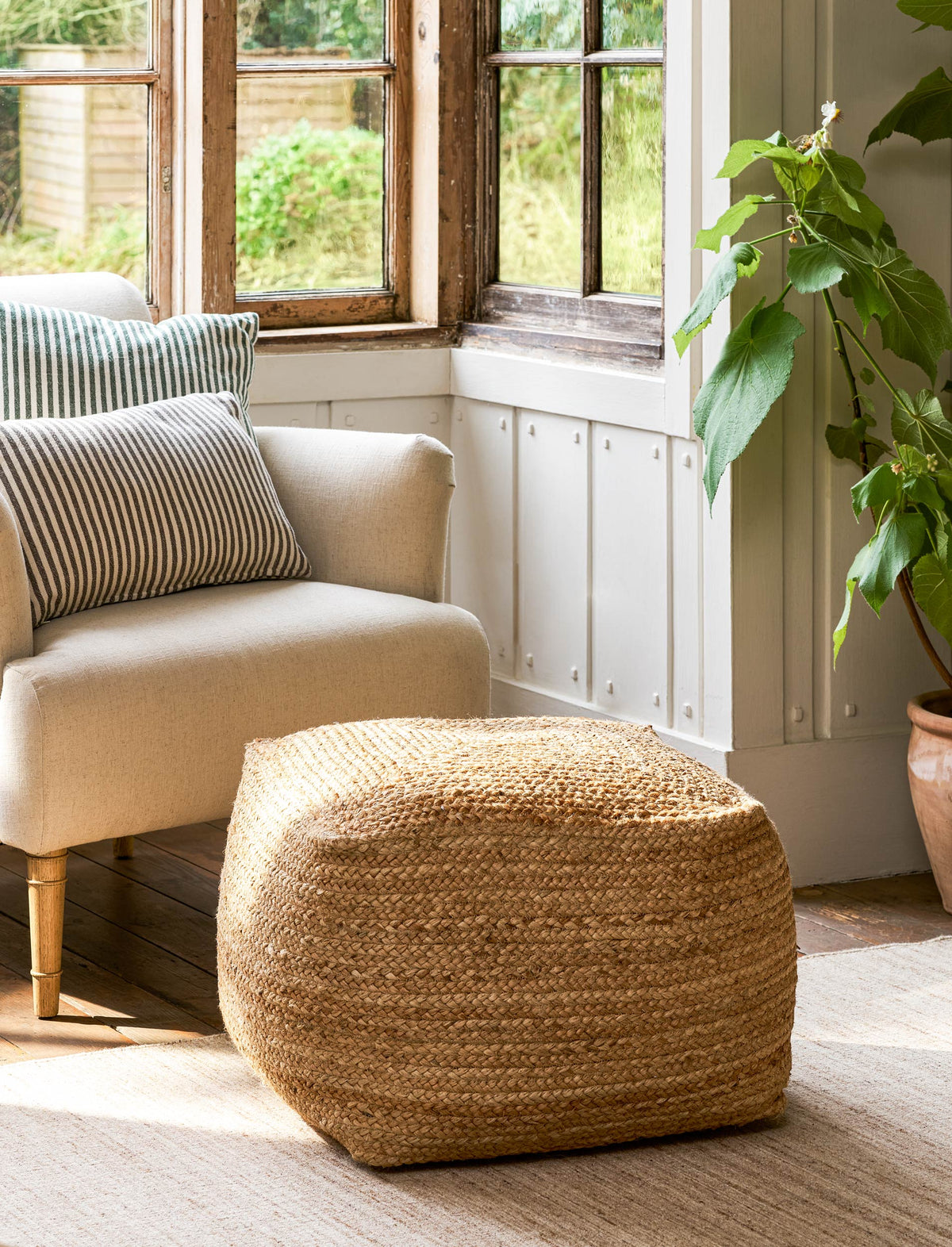 Cerney Square Foot Stool - Jute, Natural