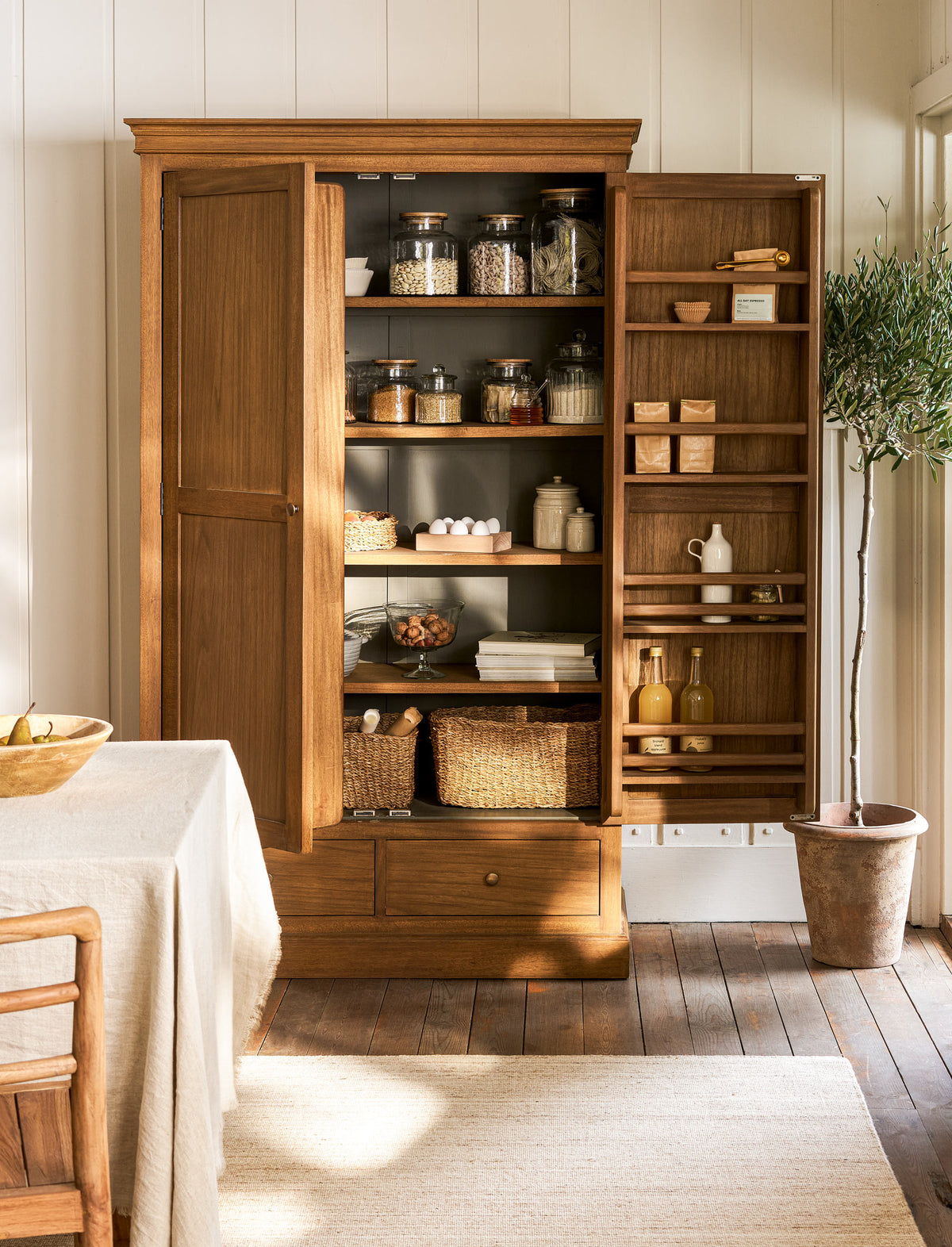 Walcote Pantry Cupboard- Bayur Wood, Natural