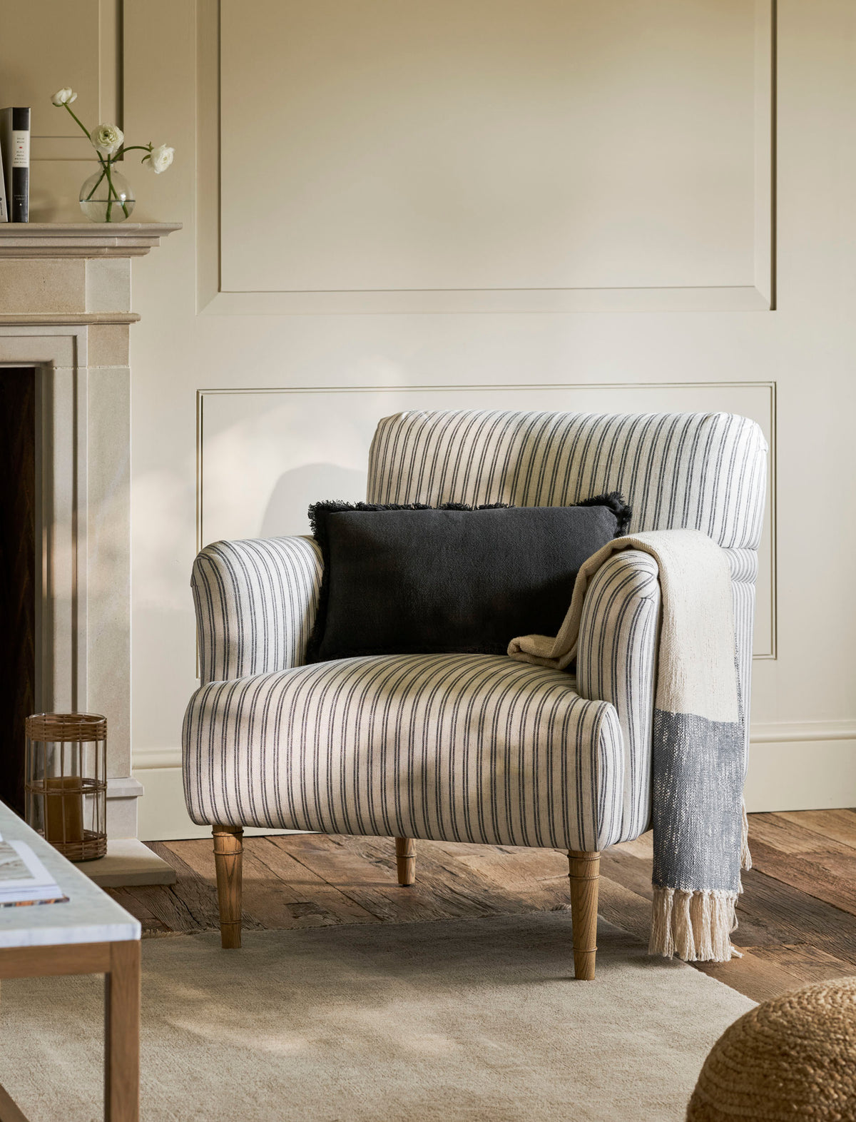 Aldwyn Armchair - Ash Wood, Carbon Stripe