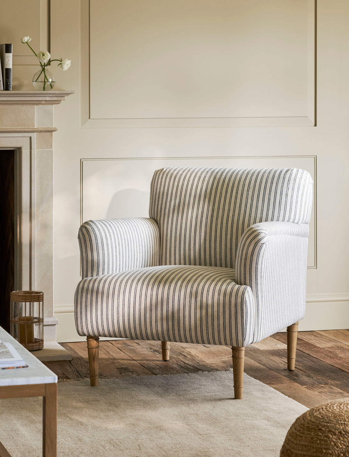 Aldwyn Armchair - Ash Wood, Carbon Stripe