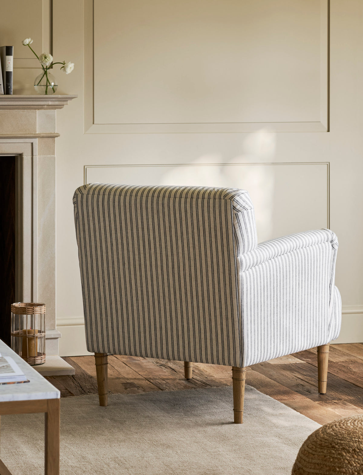 Aldwyn Armchair - Ash Wood, Carbon Stripe