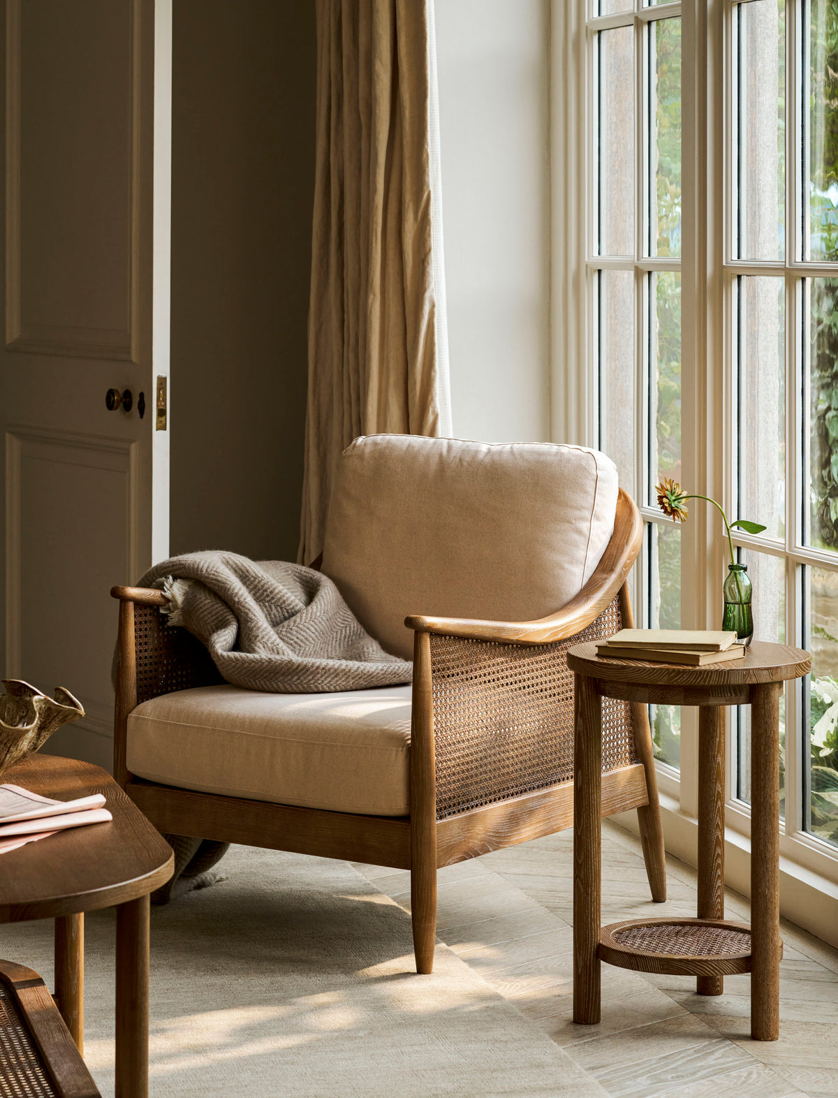 Templecombe Rattan Armchair - Ash Wood, Oatmeal