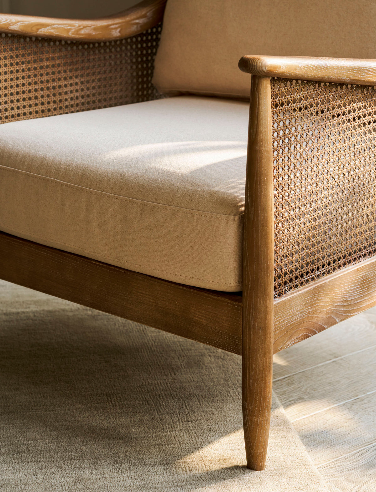 Templecombe Rattan Armchair - Ash Wood, Oatmeal