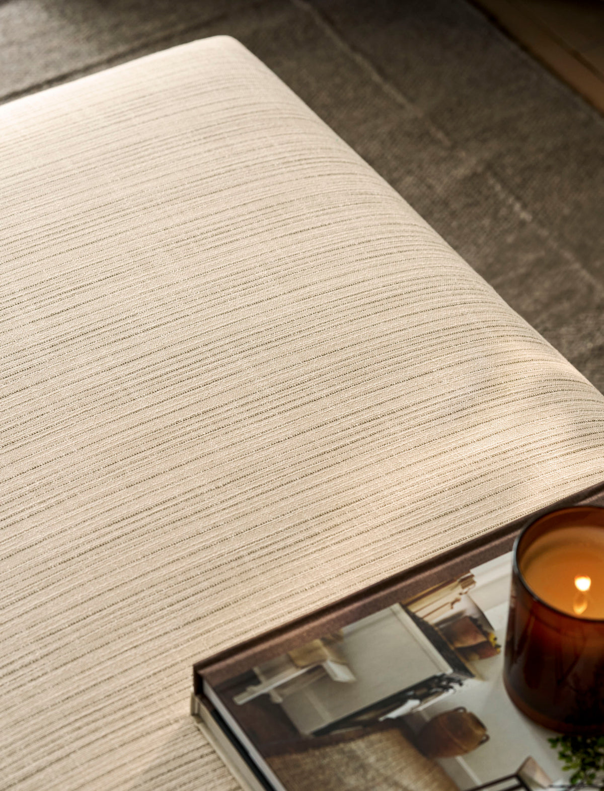 Wraysbury Ottoman - Ash Wood, Natural Stripe, Large