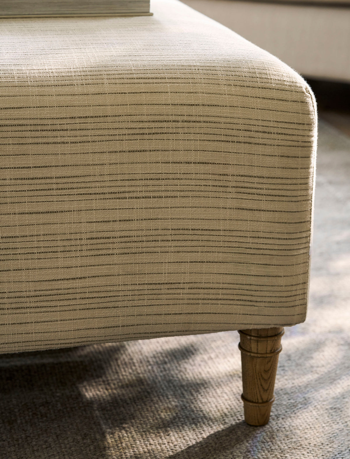 Wraysbury Ottoman - Ash Wood, Natural Stripe, Large
