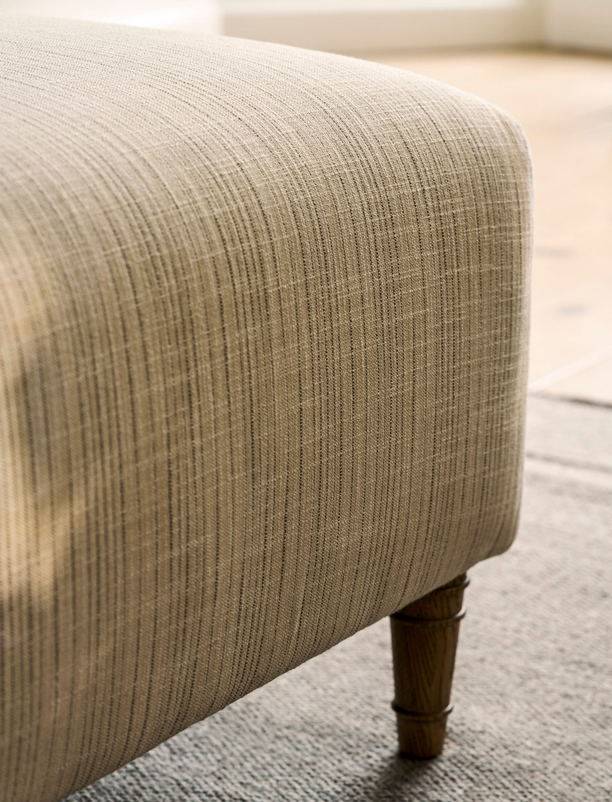Wraysbury Ottoman - Ash Wood, Natural Stripe, Large