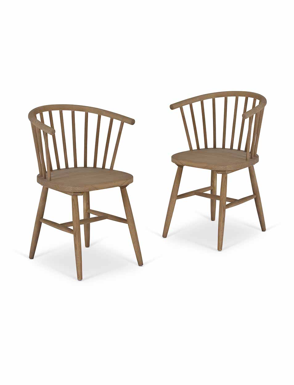 Landrake Curved Back Dining Chair - Elm Wood, Natural, Set of 2