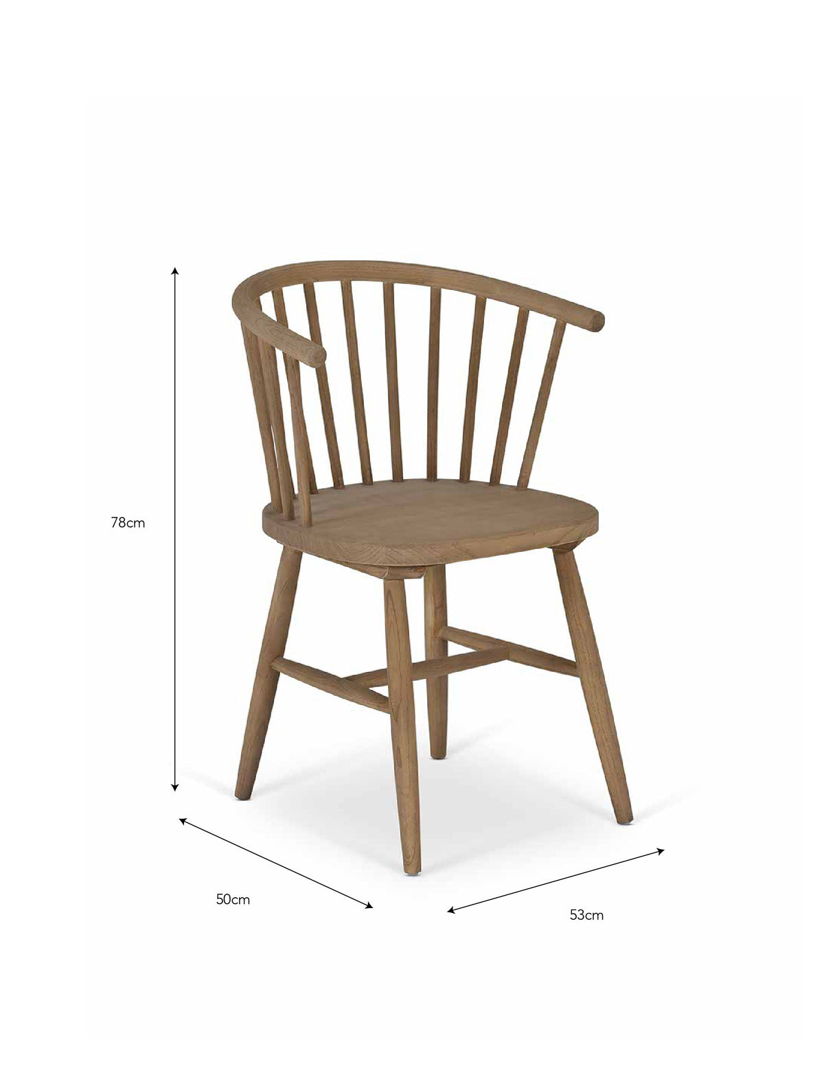 Landrake Curved Back Dining Chair - Elm Wood, Natural, Set of 2